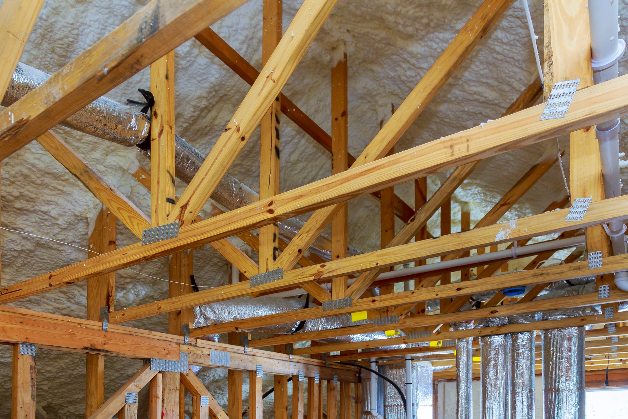 Attic foam insulation installation